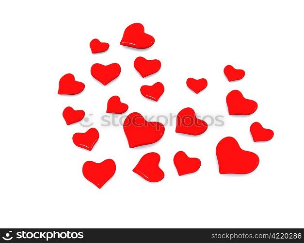 many hearts as big heart. 3d valentine