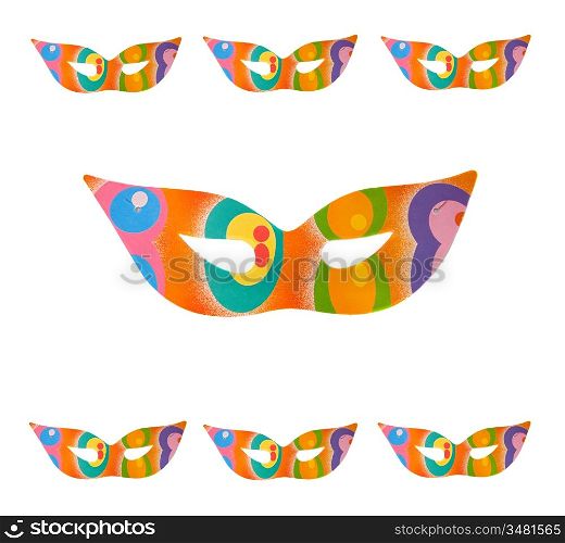 Many mask of carnival isolated over white