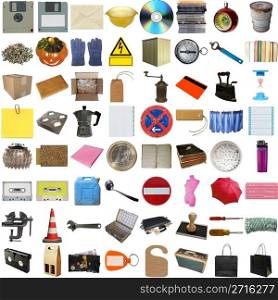 Many object isolated over a white background (all pictures in the collage are mine). Many objects isolated