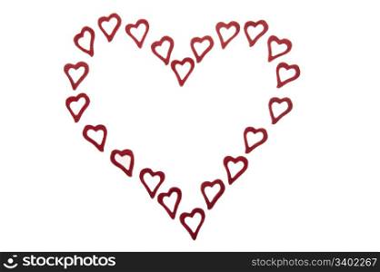Many ornamental hearts on white background forming one heart.