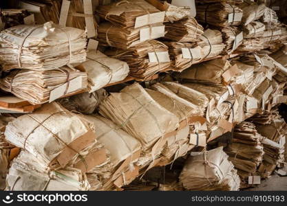 Many Paper Waste Background. Old Yellowed Keeping Records In Shelves.. Many Paper Waste Background. Old Yellowed Keeping Records In Shelves