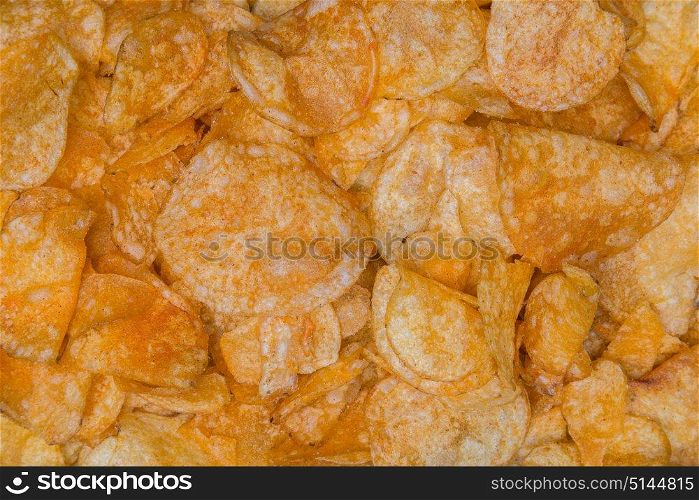 Many potato chips as a texture background.. Many potato chips as a texture background