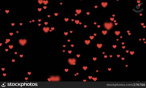 Many red hearts on white background for celebration event and Valentine day, Birthday party, wedding or any holiday. 3d abstract Illustration