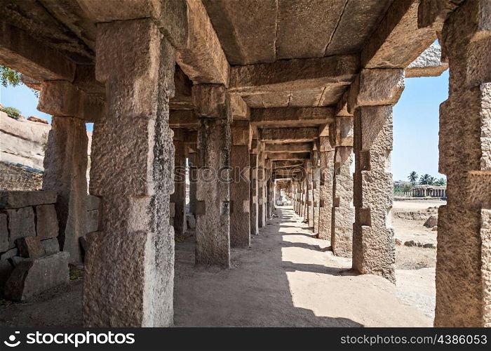 Many ruined columns as a perspective objects