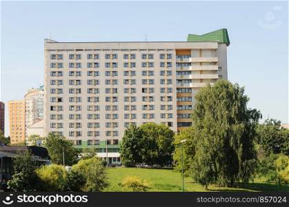 Many-storied building in center of Minsk, Belarus