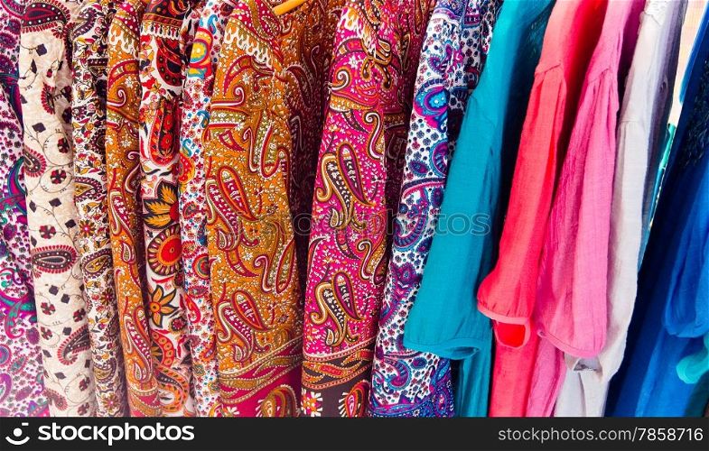 Many summer dresses in various colors