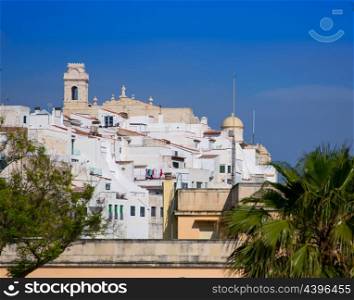 Mao Mahon downtown white city in Menorca at Balearic islands Spain