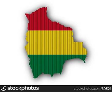 Map and flag of Bolivia on corrugated iron