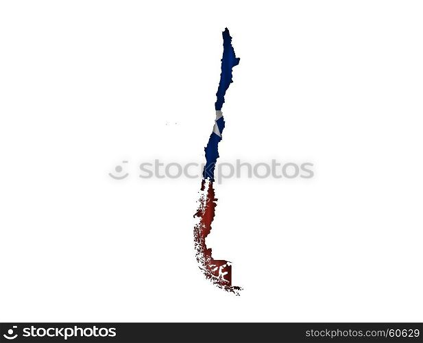 Map and flag of Chile on corrugated iron