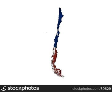 Map and flag of Chile on corrugated iron