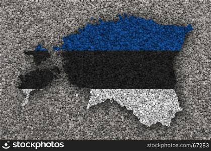 Map and flag of Estonia on poppy seeds