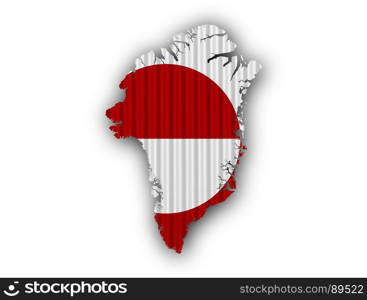 Map and flag of Greenland on corrugated iron