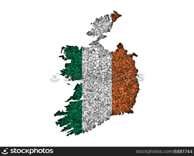 Map and flag of Ireland on poppy seeds