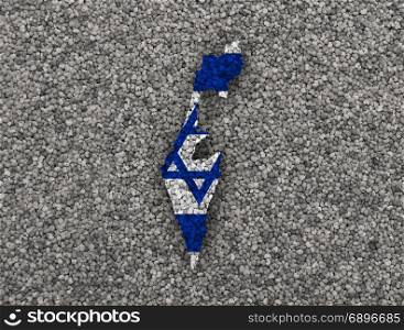 Map and flag of Israel on poppy seeds
