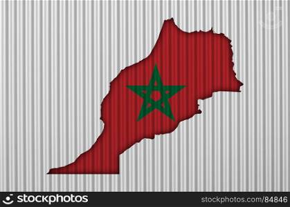 Map and flag of Morocco on corrugated iron
