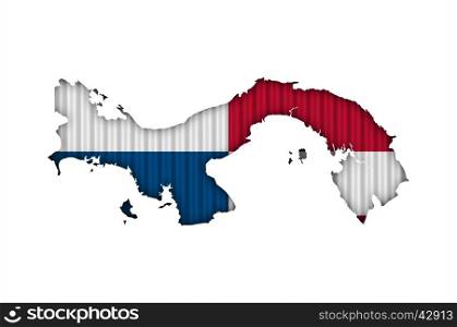 Map and flag of Panama on corrugated iron