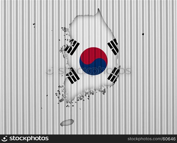 Map and flag of South Korea