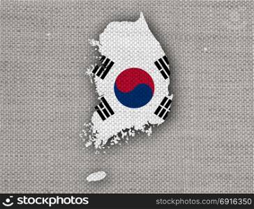 Map and flag of South Korea