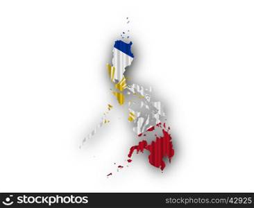 Map and flag of the Philippines on corrugated iron