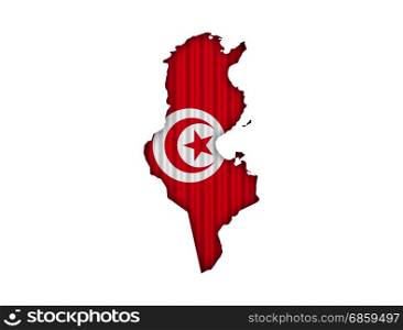 Map and flag of Tunisia on corrugated iron