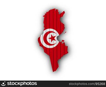 Map and flag of Tunisia on corrugated iron