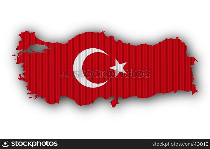 Map and flag of Turkey on corrugated iron