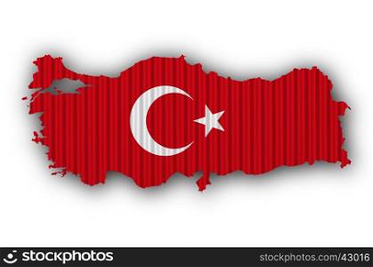 Map and flag of Turkey on corrugated iron