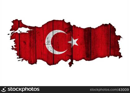 Map and flag of Turkey on weathered wood