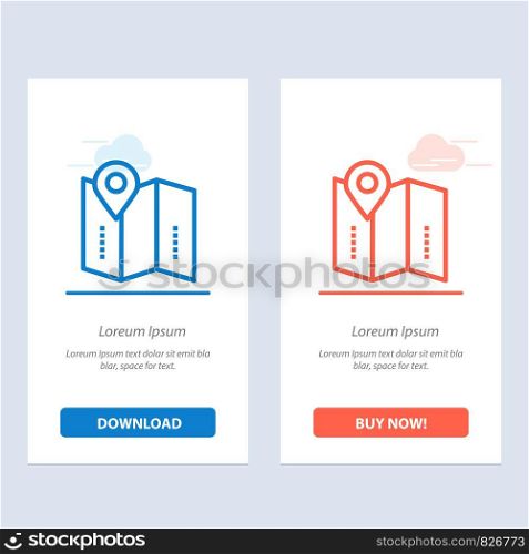 Map, Location, Directions, Location, Blue and Red Download and Buy Now web Widget Card Template