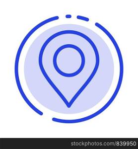 Map, Location, Pin, World Blue Dotted Line Line Icon