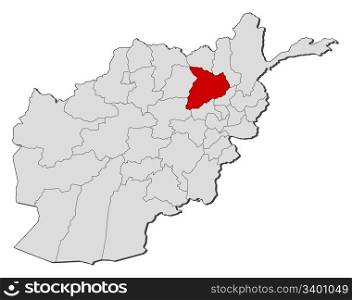 Map of Afghanistan, Baghlan highlighted. Political map of Afghanistan with the several provinces where Baghlan is highlighted.