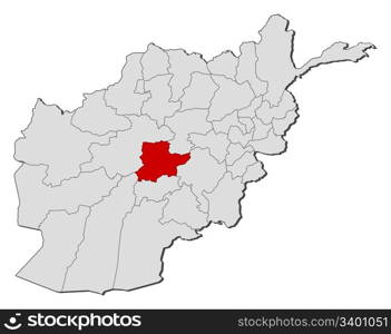 Map of Afghanistan, Daykundi highlighted. Political map of Afghanistan with the several provinces where Daykundi is highlighted.