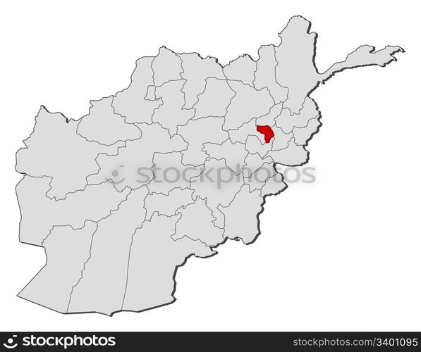 Map of Afghanistan, Kapisa highlighted. Political map of Afghanistan ...