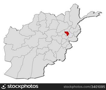 Map of Afghanistan, Kapisa highlighted. Political map of Afghanistan with the several provinces where Kapisa is highlighted.