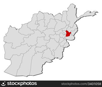 Map of Afghanistan, Laghman highlighted. Political map of Afghanistan with the several provinces where Laghman is highlighted.