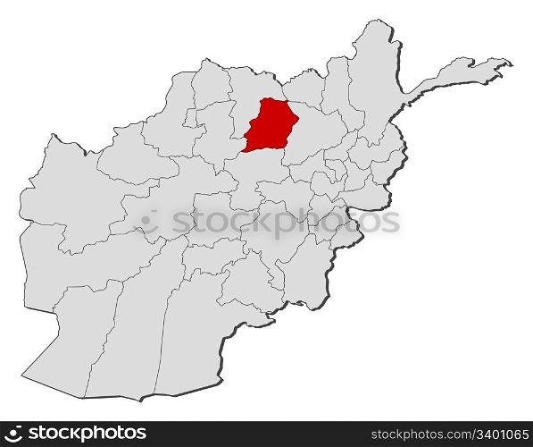Map of Afghanistan, Samangan highlighted. Political map of Afghanistan with the several provinces where Samangan is highlighted.