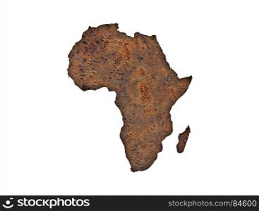 Map of Africa on rusty metal