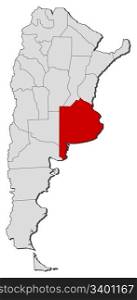 Map of Argentina, Buenos Aires highlighted. Political map of Argentina with the several provinces where Buenos Aires is highlighted.