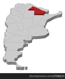 Map of Argentina, Chaco highlighted. Political map of Argentina with the several provinces where Chaco is highlighted.