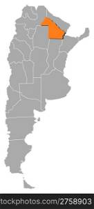 Map of Argentina, Chaco highlighted. Political map of Argentina with the several provinces where Chaco is highlighted.