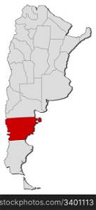 Map of Argentina, Chubut highlighted. Political map of Argentina with the several provinces where Chubut is highlighted.