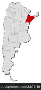 Map of Argentina, Corrientes highlighted. Political map of Argentina with the several provinces where Corrientes is highlighted.