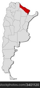 Map of Argentina, Formosa highlighted. Political map of Argentina with the several provinces where Formosa is highlighted.