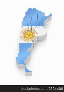 Map of Argentina in Argentinian flag colors. 3d