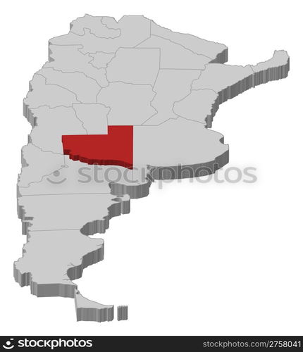 Map Of Argentina, La Pampa Highlighted. Political Map Of Argentina With 