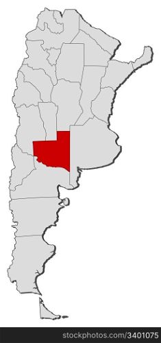 Map of Argentina, La Pampa highlighted. Political map of Argentina with the several provinces where La Pampa is highlighted.