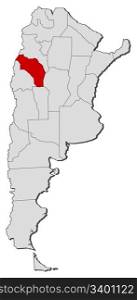 Map of Argentina, La Rioja highlighted. Political map of Argentina with the several provinces where La Rioja is highlighted.