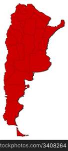 Map of Argentina. Political map of Argentia with the several provinces.
