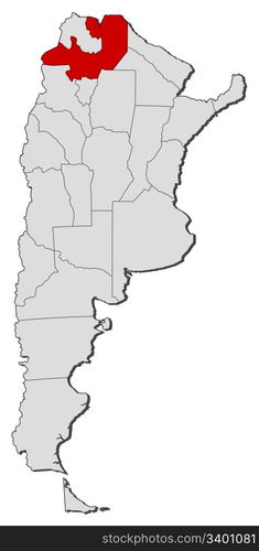 Map Of Argentina, Salta Highlighted. Political Map Of Argentina With 