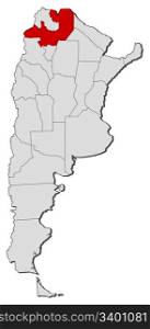 Map of Argentina, Salta highlighted. Political map of Argentina with the several provinces where Salta is highlighted.